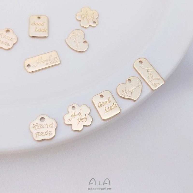

14K Gold-Filled Flower Engraved Heart & Rectangle Pendant Charm for DIY Jewelry