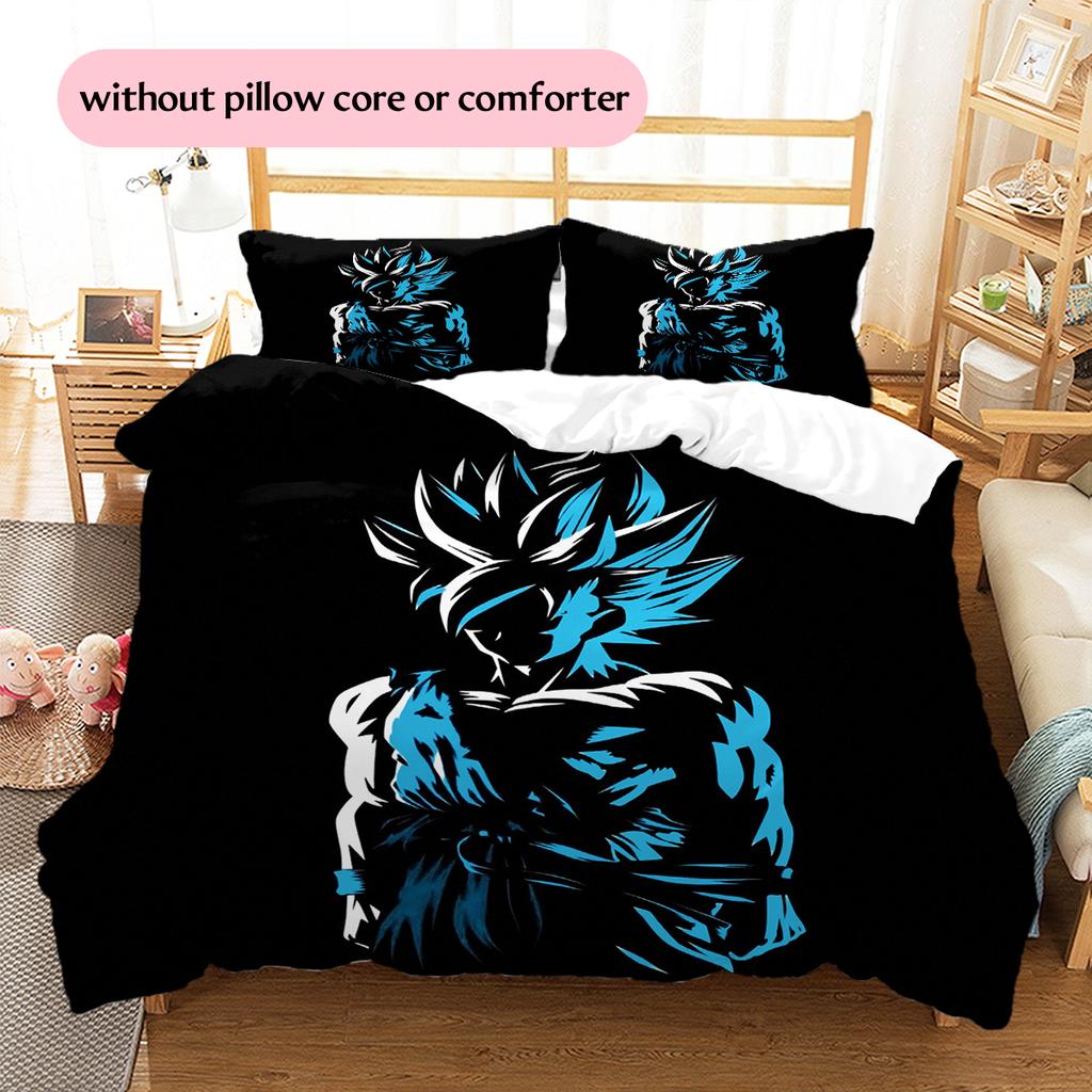 Dragon Ball Son Goku Pattern Bedding Home Decoration Birthday Gift (1 * duvet cover + 2 * pillowcase, without core)