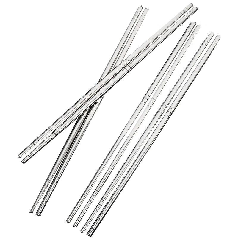 Homeglen 304 Stainless Steel Square Chopsticks (10 Pairs)