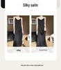 Elegant Solid Color Flower Acetate Satin V-Neck Spaghetti Strap Summer Dress for Women