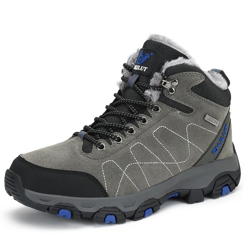 Qifeng Winter High-Top Mountaineering Shoes with Fleece Lining - Sizes 45, 46, 47
