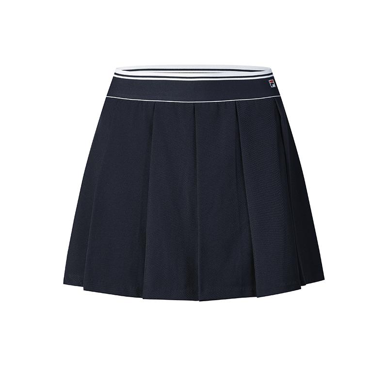 Fila Tennis Series Susan Skirt Classic Brand Letter Logo Everyday Versatile Tennis Sports Casual Skirt Women Skirts Navy-Blue A11W523309F-NV