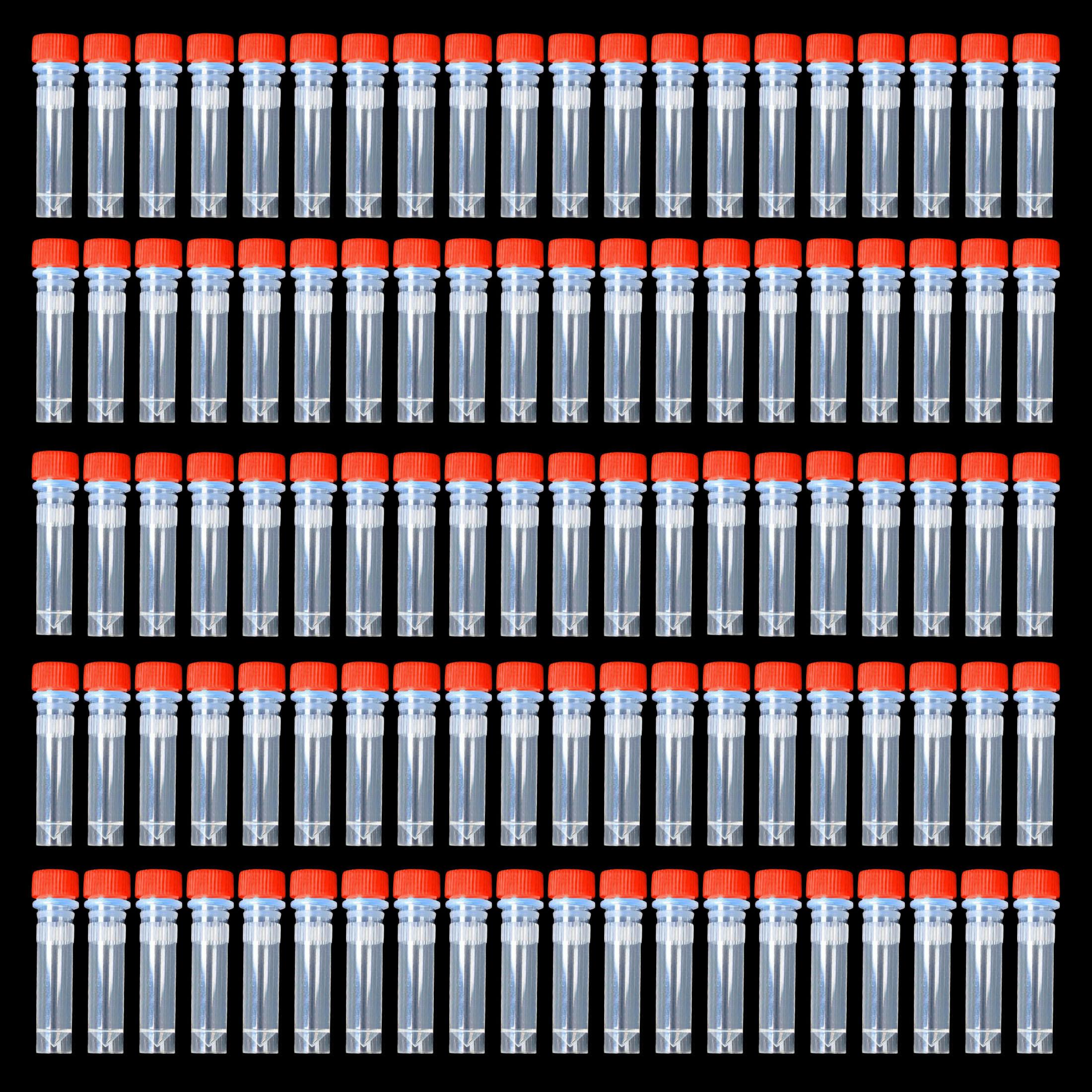 

50/100 шт. 1-10 мл лабораторные пластиковые морозные пробирки с уплотняющей крышкой для флаконов, градуированные центрифужные пробирки с коническим дном с юбкой для лабораторных школ, образовательных учреждений 1ml red - 100Pcs