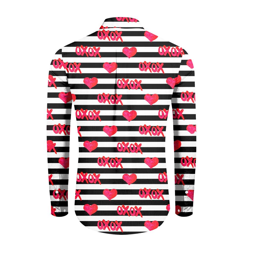 Camicia casual da uomo a maniche lunghe, ampia e alla moda, con risvolto