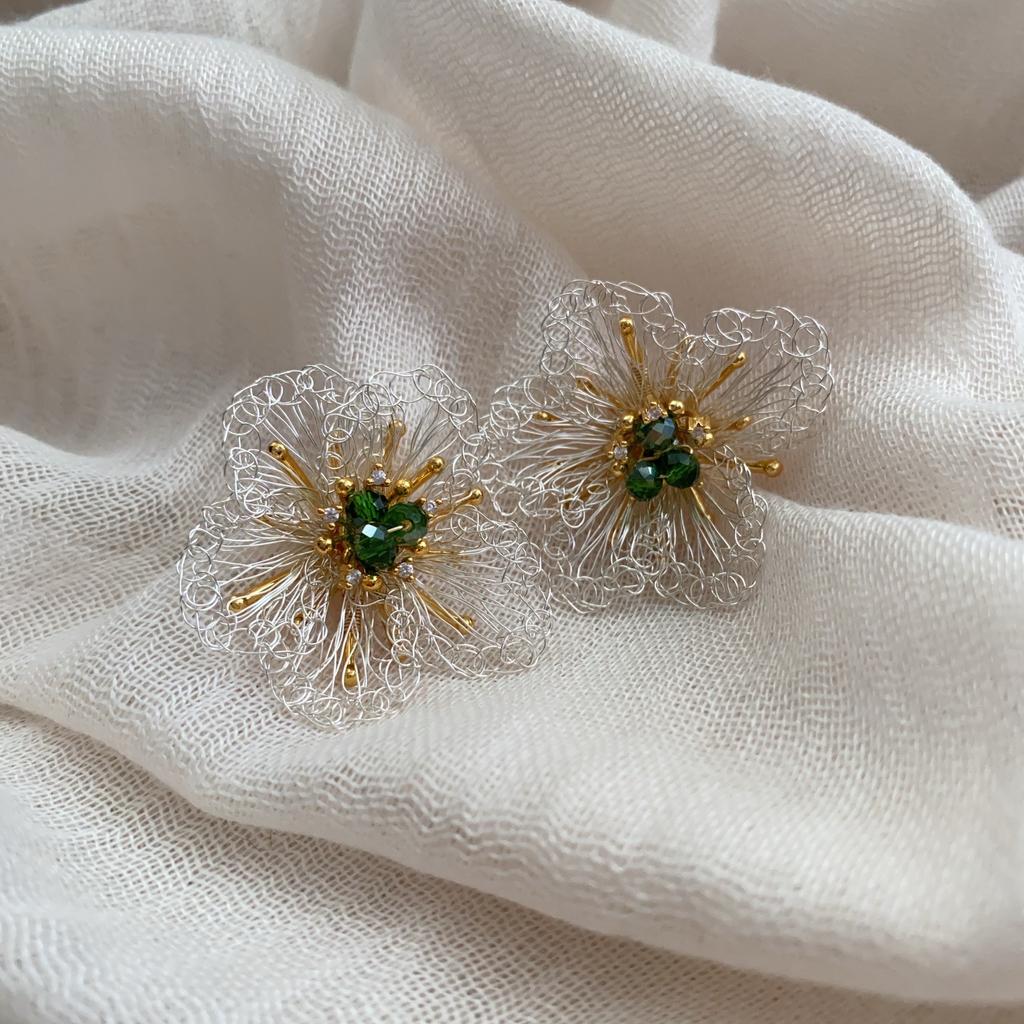 Simple And Sweet Handmade Art Flower Stud Earrings Temperament Elegant French Niche Design Exquisite Earrings Beautiful Earrings