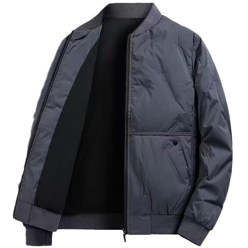  Zipper Up Bomber Jacket Men Quilted Padded Casual Winter Outerwear