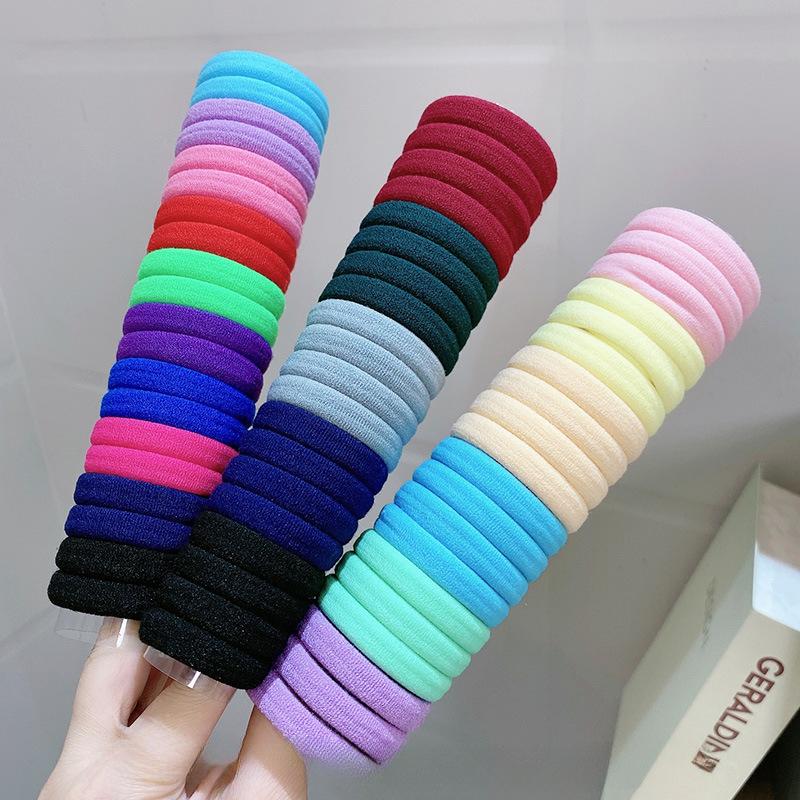 20 Peças de Elástico de Cabelo Simples Coreano Ins Elástico de Cabelo Feminino Alta Elasticidade Durável Espesso Sem Costura Anel de Cabelo