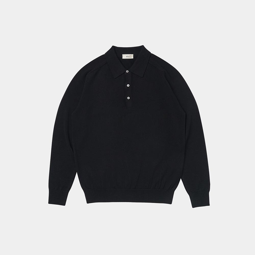 Berno 24Ss Cashtouch Saddle Sleeve Polo Knit Black 2Xl
