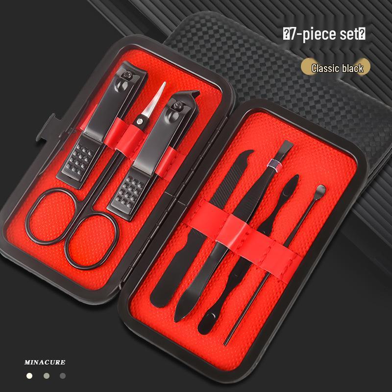 

Набор для ухода за ногтями из 24 предметов из черной нержавеющей стали с кусачками и ножницами