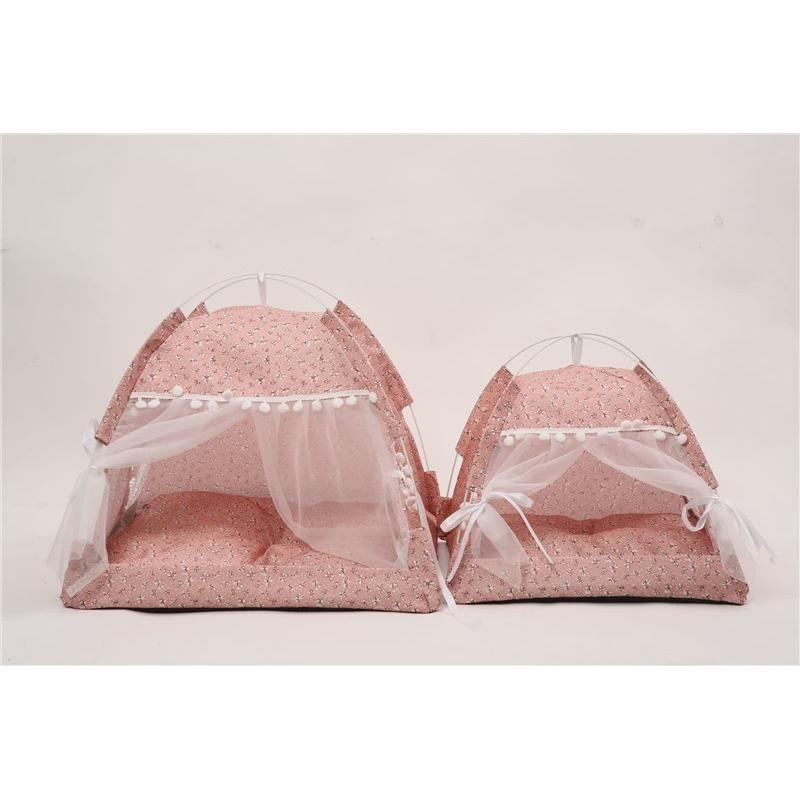 

Summer Pet Outdoor Tent Nest Cat Nest Four Seasons Universal Kennel Pet Mat Pet Supplies Foldable Washable XS-34 * 36*30 Powder Bows
