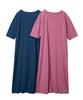 Pajamas and Loungewear Room Cotton Loose Sleeve Room Navy LL [Nissen] Tops, 3-second Dress, 2-piece Set, Blend, Fit, 5/8 Dress, + Raspberry,