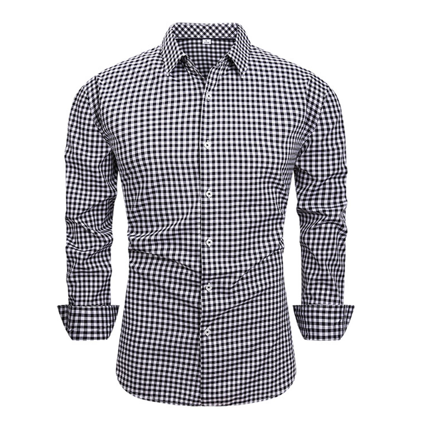 

Мужская повседневная рубашка с длинным рукавом, тянущаяся в четыре стороны, мужская клетчатая рубашка на пуговицах с лацканами S чёрный