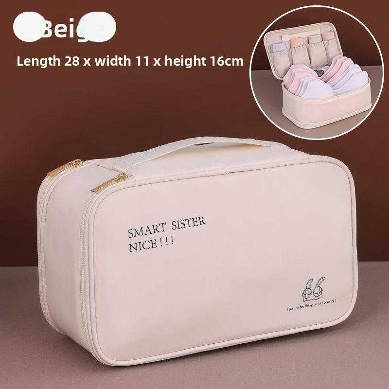 

Женский портативный органайзер для багажа - Двухслойная сумка для хранения нижнего белья и бюстгальтеров с многослойной застежкой-молнией, дорожная сумка-органайзер бежевый