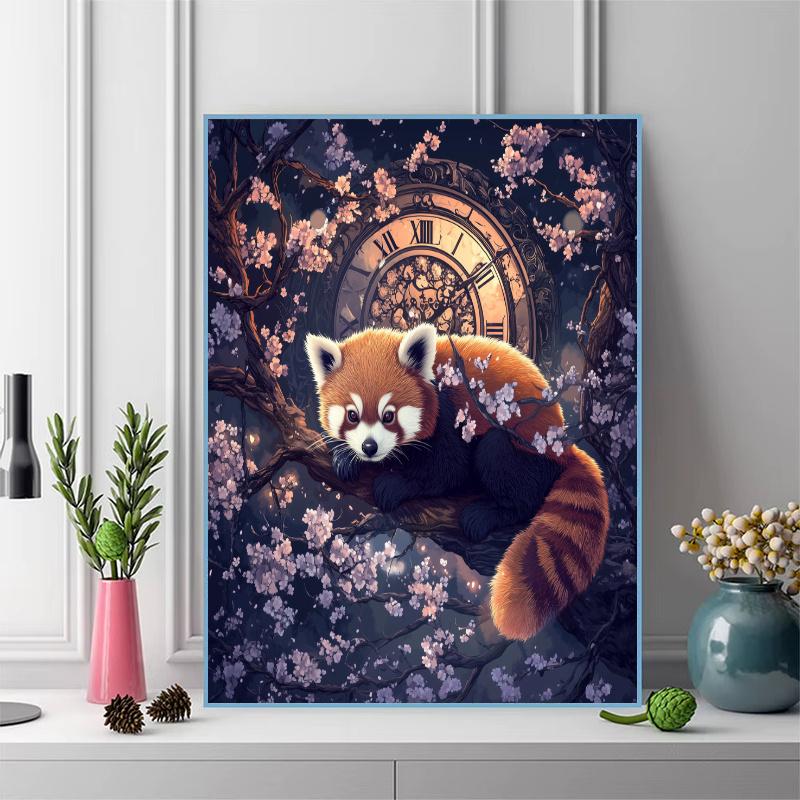 Red panda and flowers Pattern 3pcs 100% Round Full Drill 5D DIY Diamond Painting Embroidery Cross Stitch Rhinestone Décor