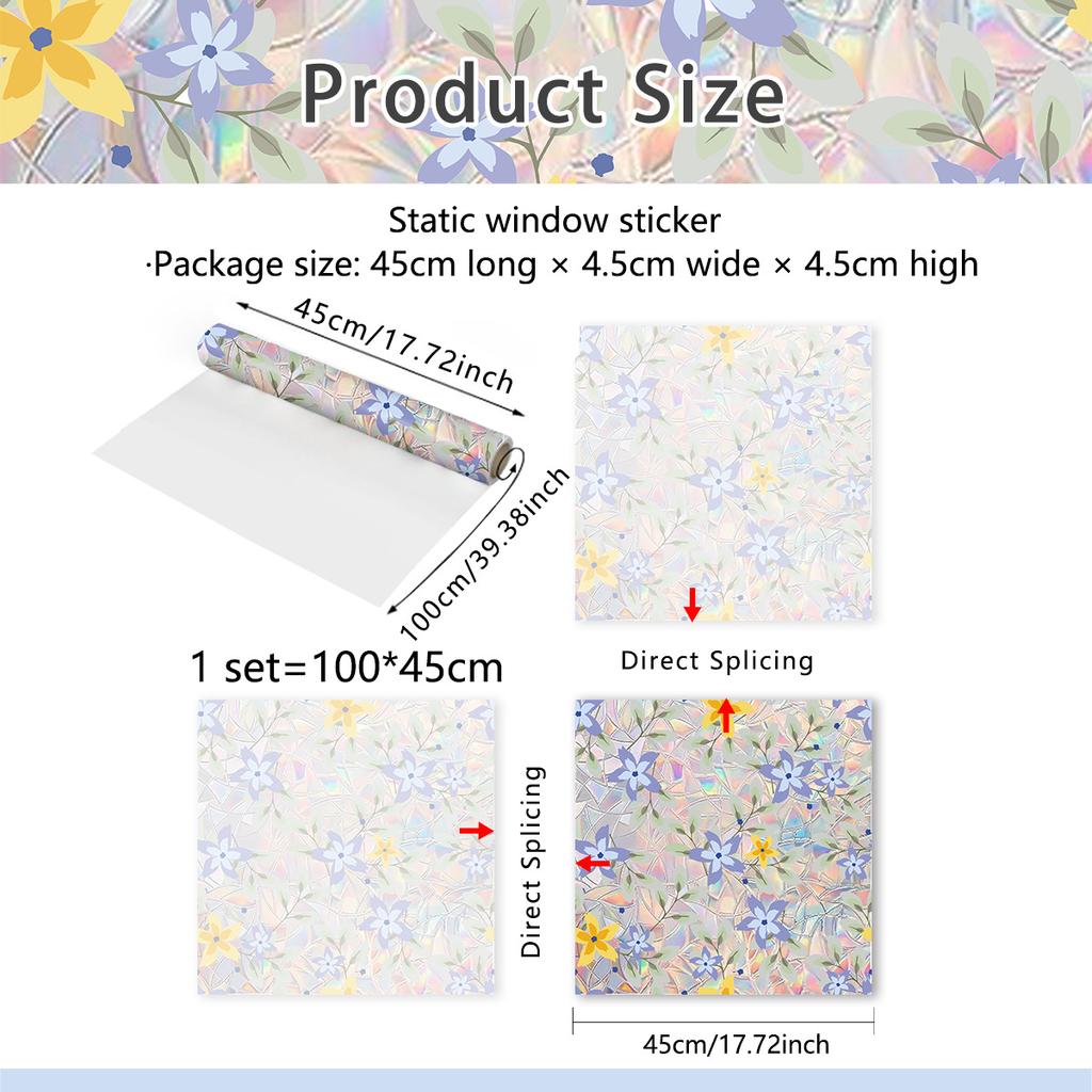 A Variety Of Colorful Flowers, Colorful Sunlight Electrostatic Stickers, Double-Sided Visual Window Glass Decorative Wall Stickers