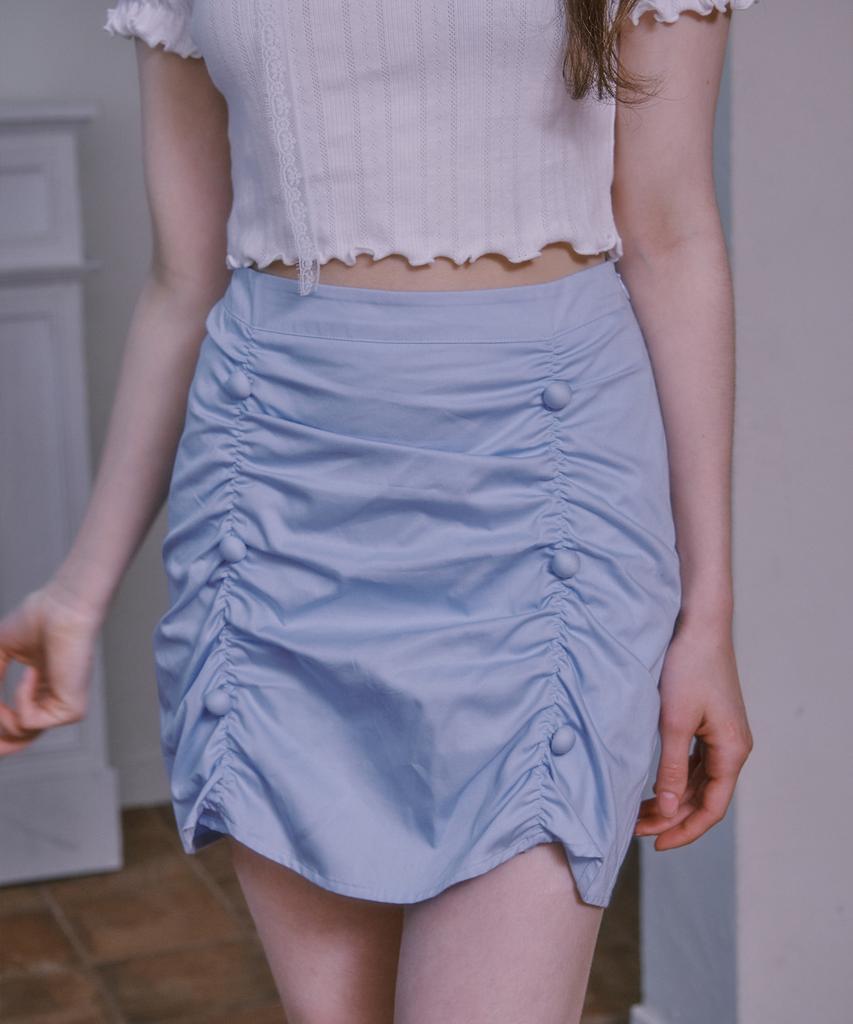 LULUCHOU Shirring Skirt - Sky Blue