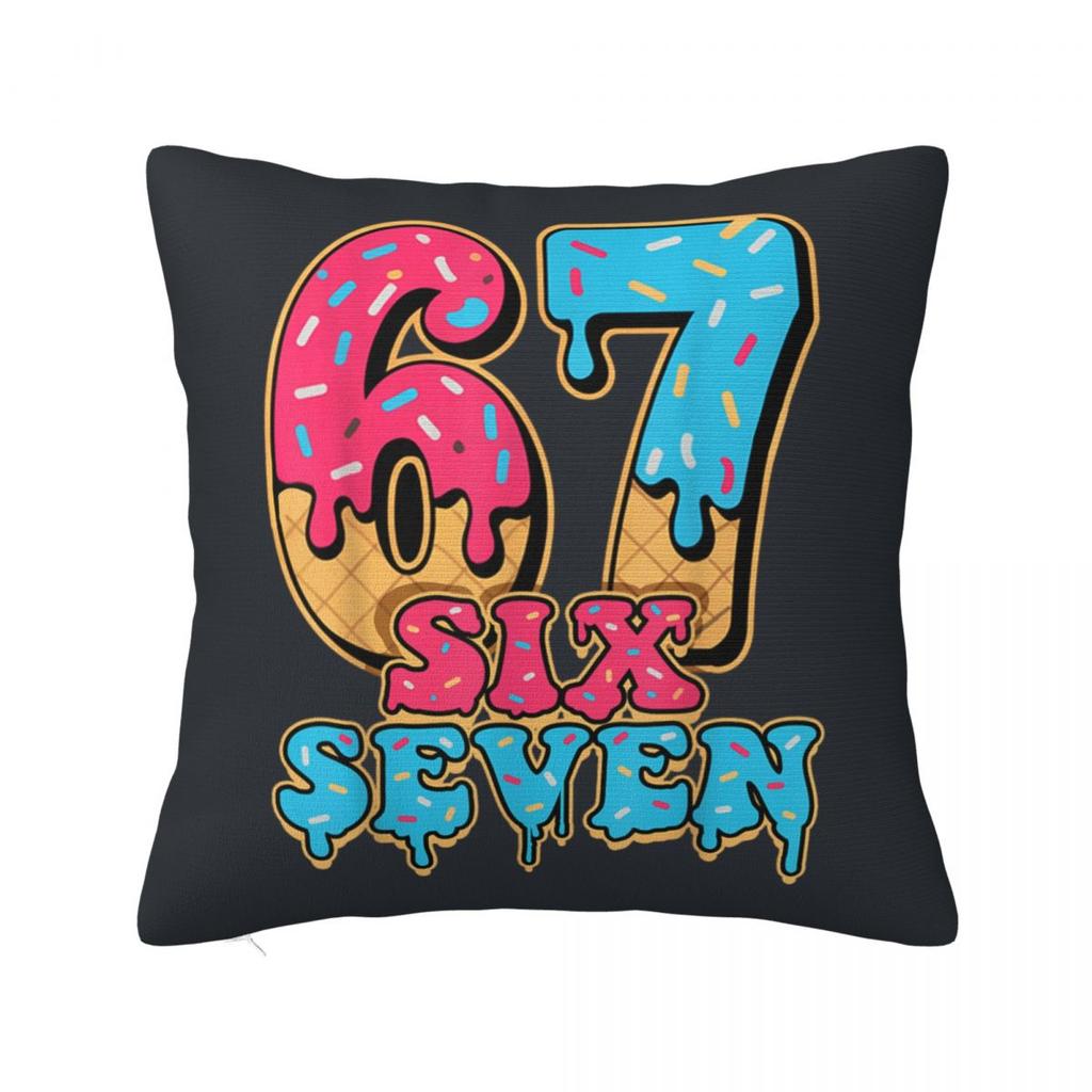 Six Seven Ice Cream Drip Meme 67 Pillow Cover Square Pillow Case Cushion Cover Pillowcases For Chair Sofa Home Decoration