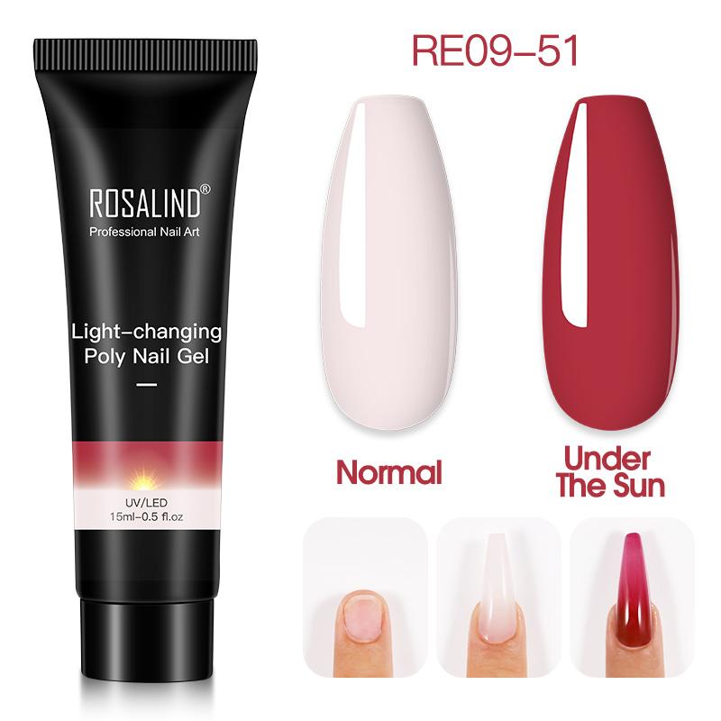 ROSALIND 15ml Γυαλιστερό Poly Nail Gel 6 χρωμάτων Quick Builder Extension UV λάμπα