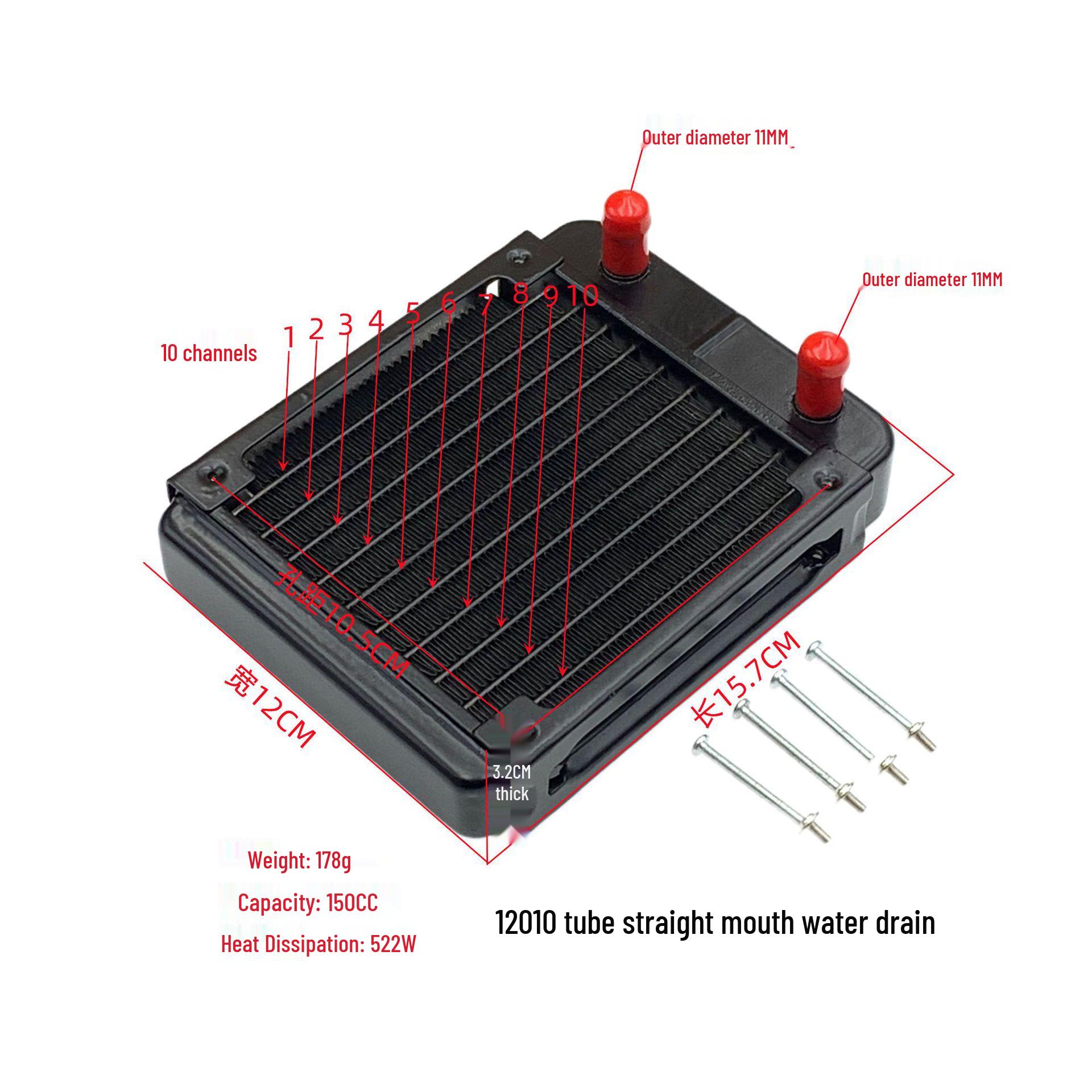 

Aluminum Water Cooling Radiator with 120mm Fan and 10 Channels for Industrial Use