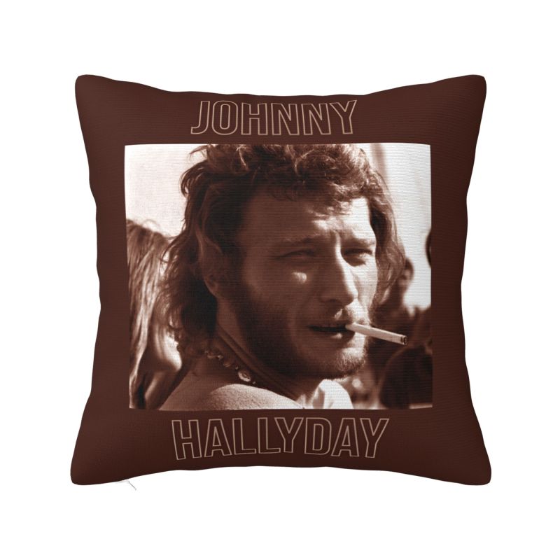 French Rock Music Johnny Hallyday Cushion Cover Polyester Throw Pillow Case Living Room Decoration Bedding Sofa Pillowcase