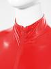 Mens Long Sleeve Bodysuit Jumpsuit Stand Collar Patent Leather Shiny Catsuit Party Clubwear
