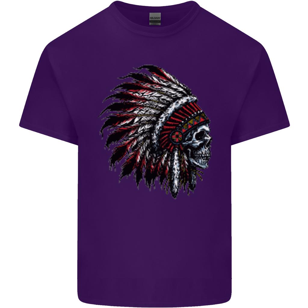 Indian Skull Headdress Biker Motorcycle Unisexs Light Cotton TShirt