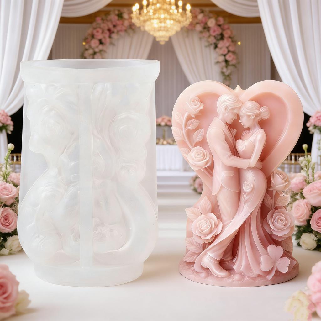 Wedding Decoration Mold Non-Stick Bride And Groom Candle Mold 3d Couple Silicone Mold Easy-Clean For Gift Candle Making Craft