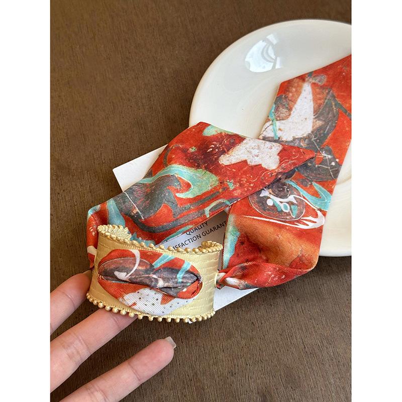Matte silk scarf hollow opening bracelet retro niche temperament bracelet niche exaggerated high-end jewelry women