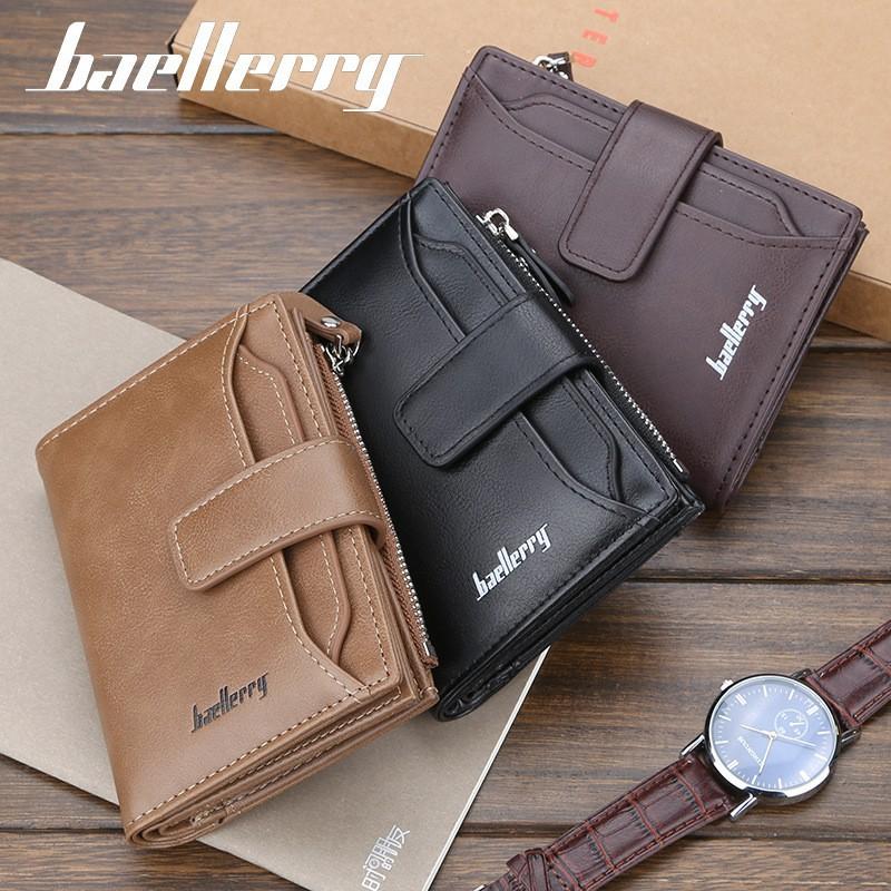 Wallet Men's Retro European American Three Fold Short Style With Multiple Card Slots Zipper Buckle High-end Small
