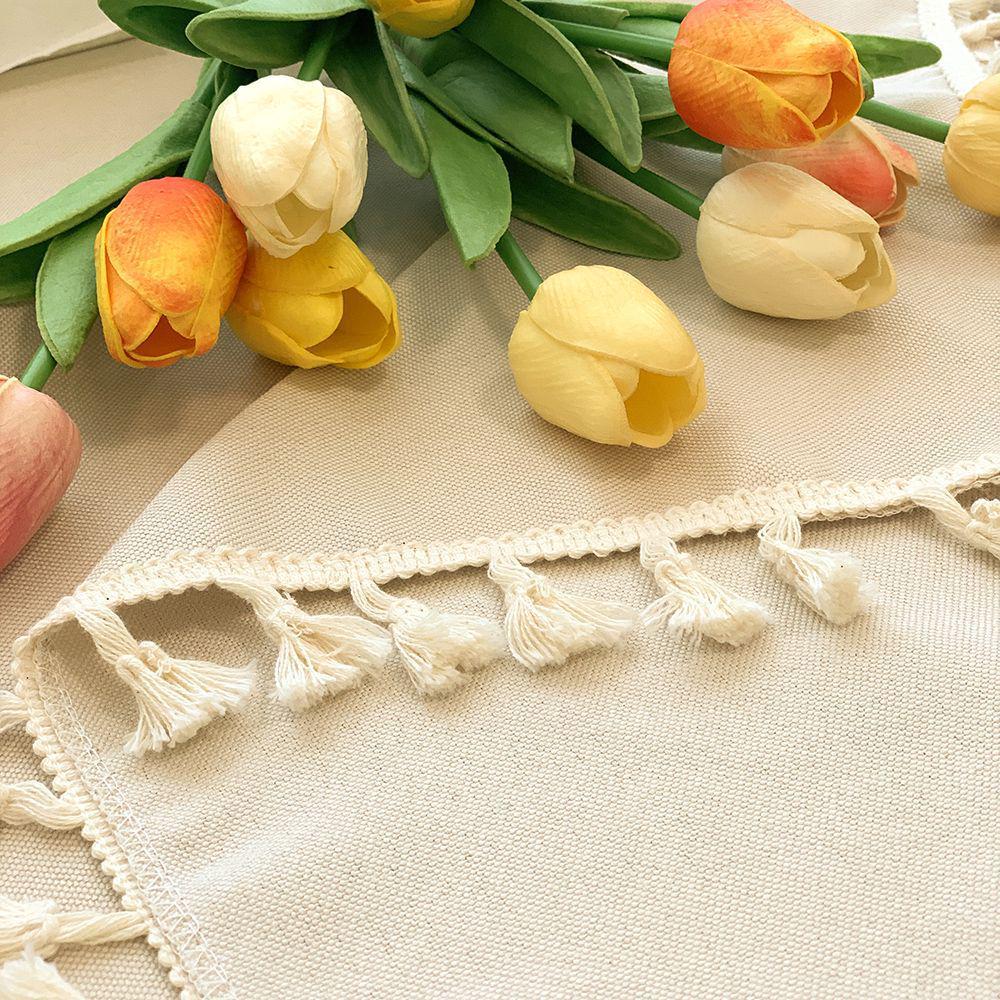 Japanese Tassel Cotton Linen Tablecloth - Stylish and Fresh Decoration for Round Coffee or Dining Tables
