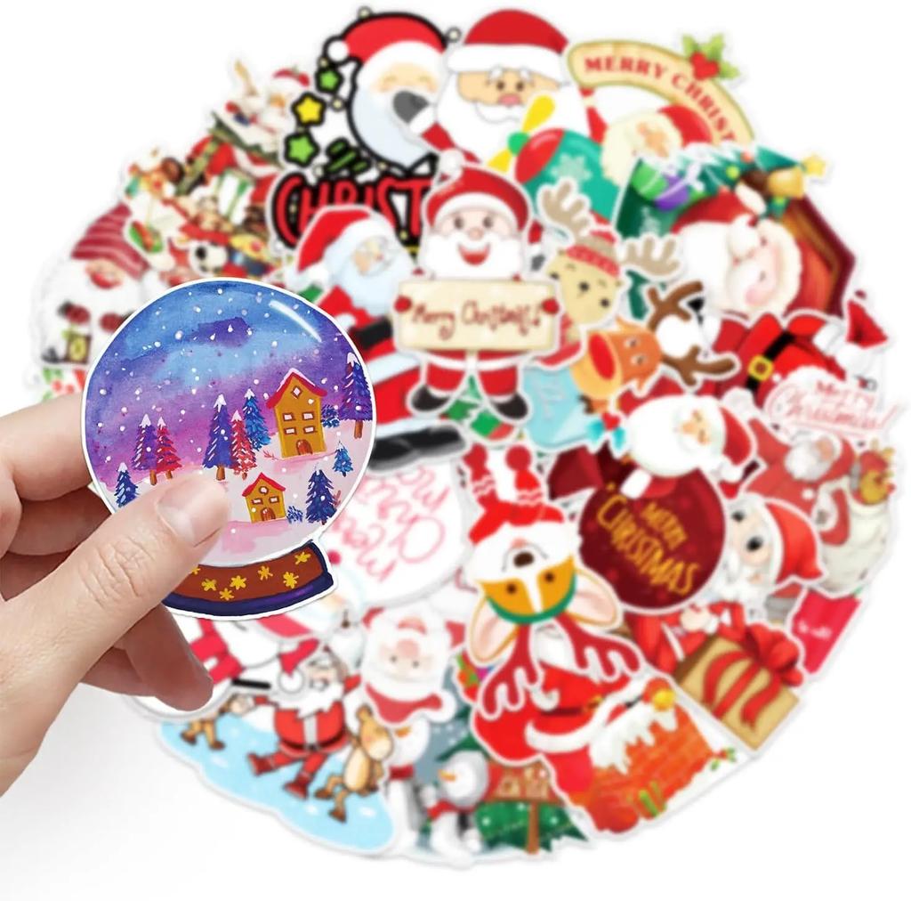 Weihnachts-Doodle-Aufkleber Wasserdichtes Vinyl für DIY Skateboard Gepäck Personalisieren Sie Ihren Winterurlaubsstil mit Kreativen Aufklebern
