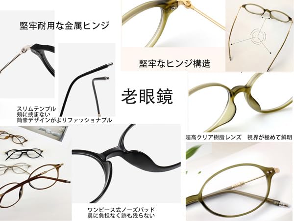 Progressive Multifocal Reading Blue Light Unisex Resin Titanium Power [AMMGLSS] Glasses, Blocking, Half-Rim Glasses, Lenses, Alloy, Men's & Women's,