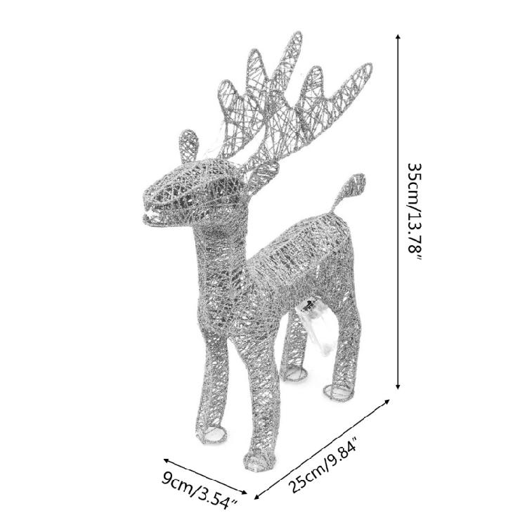 Christmas Wrought Iron Deer Figurine with Led Light Holiday New Year Party Decor