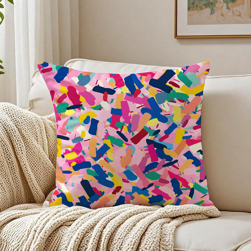 HOT Abstract Colorful Pattern Cushion Cover Linen Pillowcase Soft for Sofa Bed Home Room Decor
