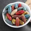 Large Oval Ceramic Beads for DIY Jewelry: Flower Glaze, Retro Straight Hole, Ideal for Bracelets and Necklaces.