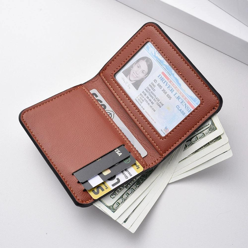 Portofel Mini pentru Bărbați Ultra-subțire Piele Moale Portofel pentru Carduri de Credit Clip pentru Bani Suport pentru Carduri Portofele Scurte Verticale de Înaltă Calitate