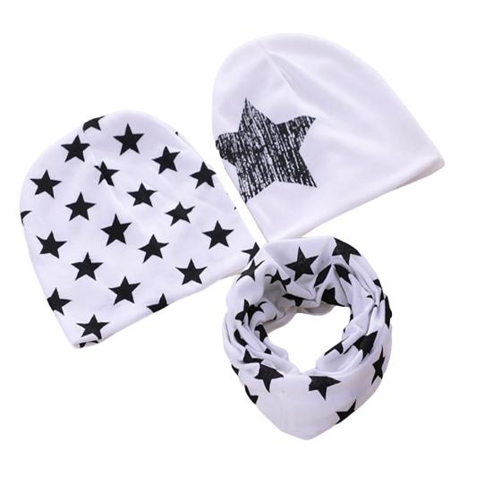 Beanie + Eșarfă Set 3 Bucăți Căciulă Beanie Print Star Set Eșarfe Căciulă Croșetată Toamnă Și Iarnă