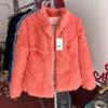 Cappotto in vera pelliccia di coniglio naturale Donna Moda invernale Colletto alla coreana Plus Size Cappotto caldo di lusso a vita alta Giacca in vera pelliccia di alta qualità Realizzato da QUEENTINA
