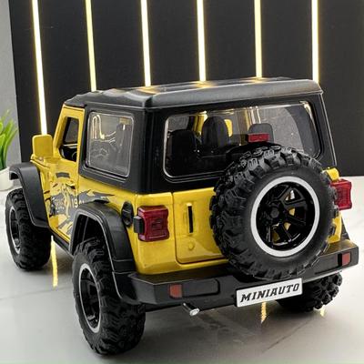 1:32 Wrangler Roue Véhicule Tout-Terrain Modèle Son et Lumière Tire-arrière Jouet Modèle Ornement Alliage Moulé Sous Pression Modèle de Voiture Collectionnable