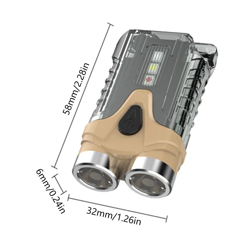 Dual Head Flashlight Mini Keychain Light Rechargeable 7 Modes Outdoor Camping Emergency Lamp Portable Backpack Pocket Lights