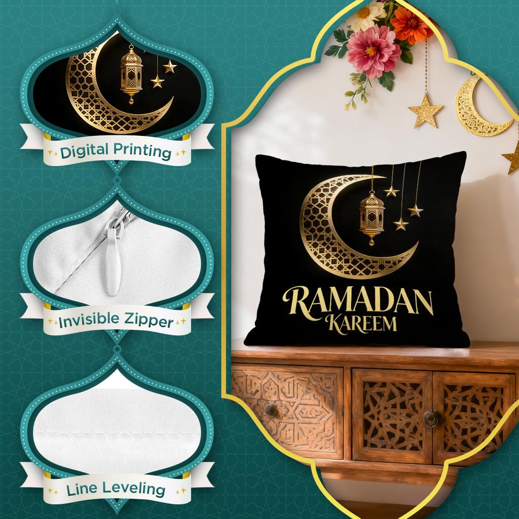 Ramadan Moon Lantern Pillowcase Bedroom Sofa Cushion Cover 100% Polyester Living Room Cushion Pillowcase Home Decor
