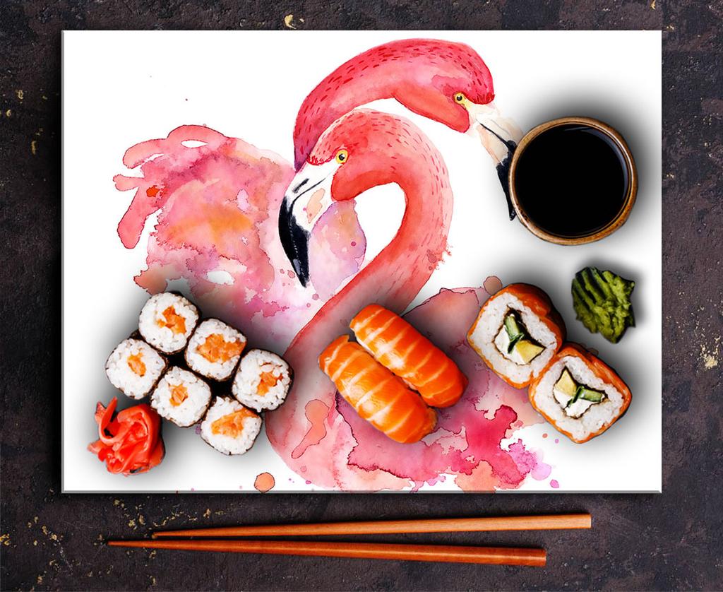 Glasplatte Schneidebrett 52x40 Flamingos