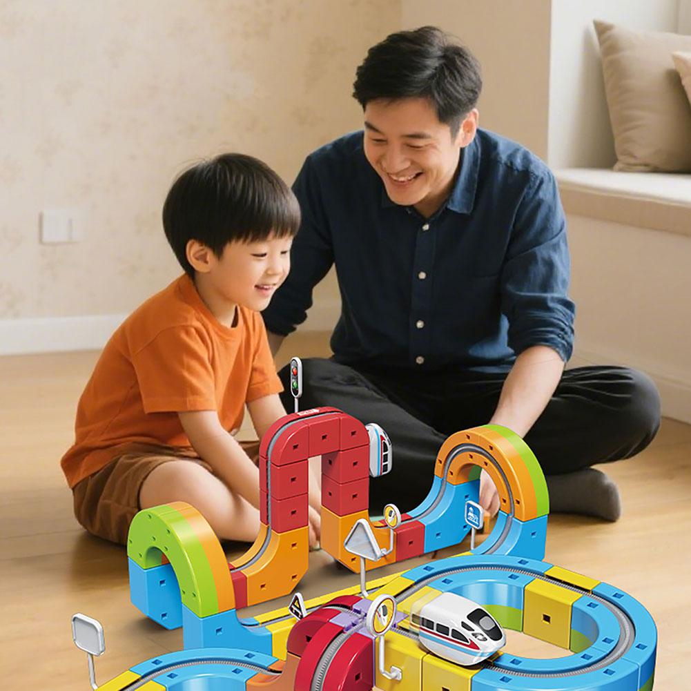 Electric Trains Set,DIY Smart Puzzle Trains Toy For Children,Advanced Modulars 3D Clip-Fit System For Toddlers 3-5 Building Toy