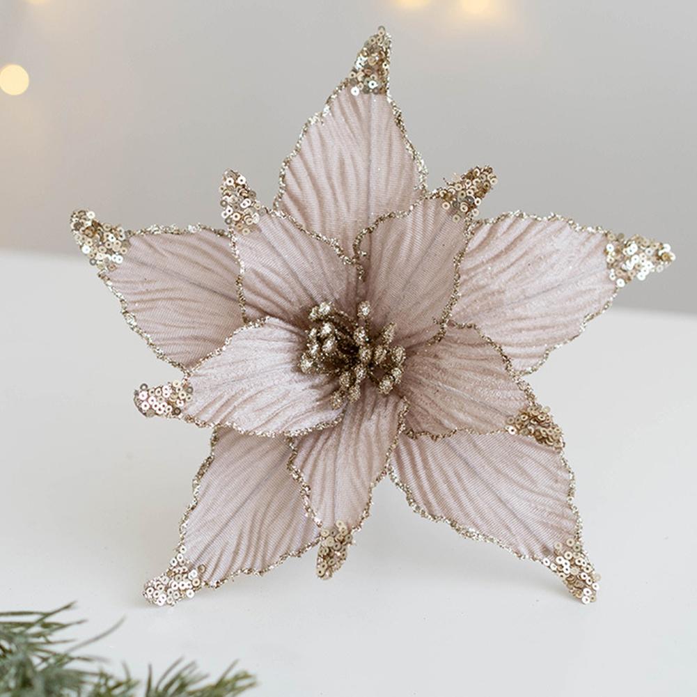 Glitter Christmas Flower Wedding Christmas Tree Decoration Cloth+Plastic Decoration Practical Light Brightness