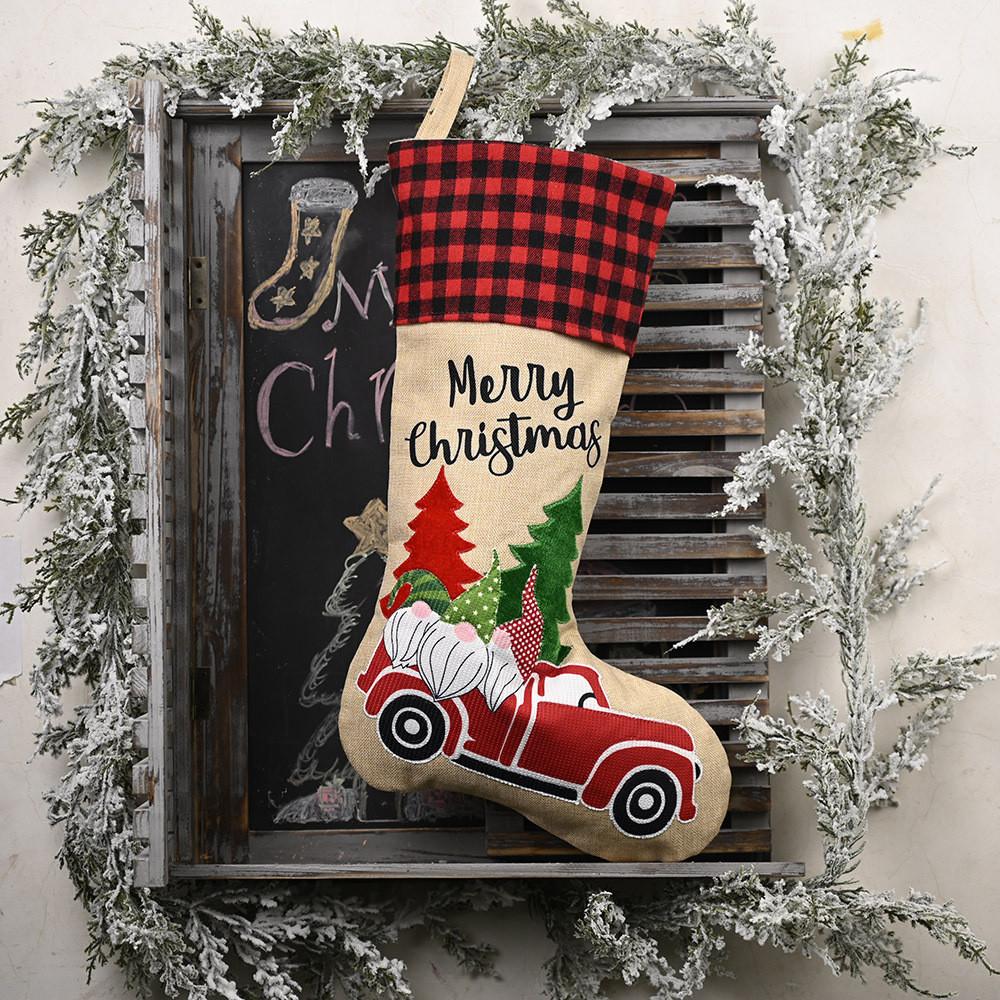 Whimsical Forest Santa Car Christmas Stockings Great For Festive Childrens Gifts