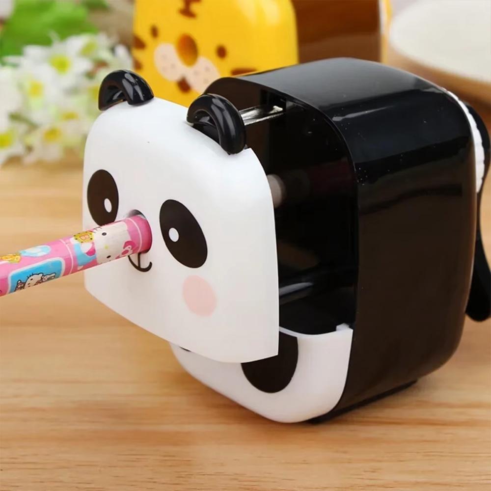 Cartoon Panda Tiger Pencil Sharpener Hand-Cranked Portable Kids School Office Supplies Cute Animal Sharpener CampusUse Stationery