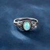 Vintage S925 Sterling Silver Oval Fire Opal Leaf Rings for Women Ethnic Bridal Ring Wedding Jewelry
