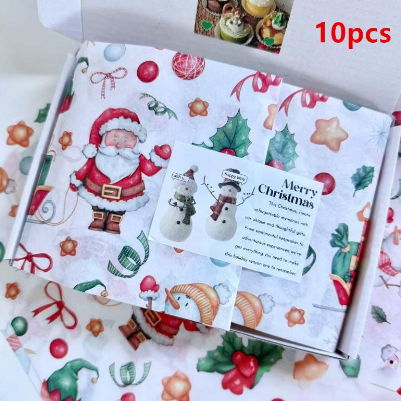 

10 шт. Рождественская тишью бумага оберточная бумага для подарков оберточная бумага для подарков на день рождения фестивальная крафтовая упаковочная бумага для Рождества