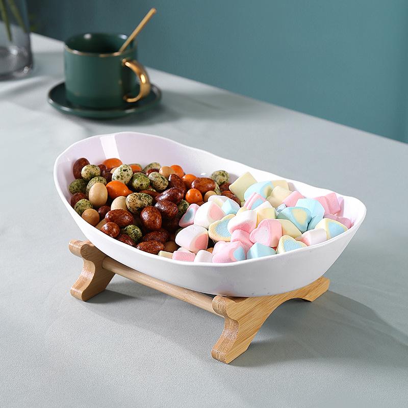 Fruit Plate Snack Tray Candy Dish for Home Living Room Coffee Table Dried Fruit Bowl Wooden Tableware Dishes