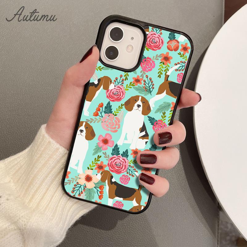 Beagle Floral Dog Phone Case for iPhone 11 12 13 14 Pro Max Mini X XR XS SE 2020 6S 7 8 Plus Samsung Galaxy S21 S22 Cover Shell